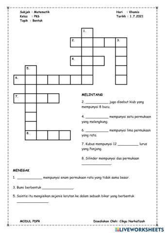 Silang kata bentuk 3d