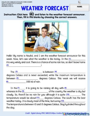 A Weather Forecast Announcer