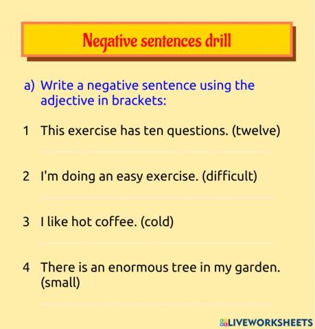 Negative sentences drill