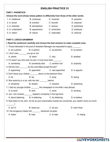 English Practice 51
