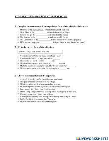 Comparatives and superlatives