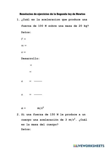 Ejercicios: Segunda ley de Newton