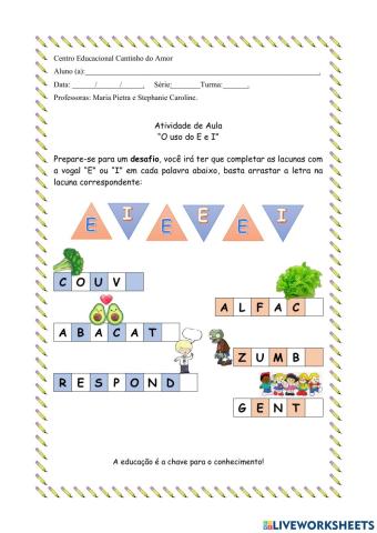 O uso do E e I