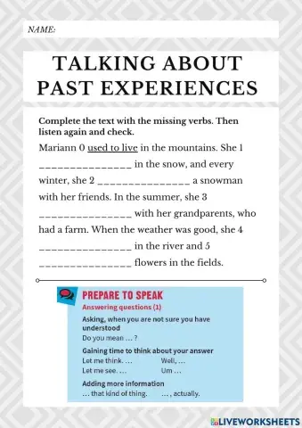 Talking about past experiences