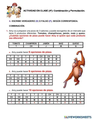 Estadística. COMBINACIÓN Y PERMUTACIÓN. 4°.