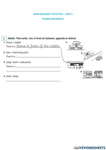 Reinforcement activities - unit 3 - young explorers 2