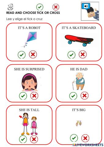 Read and tick or cross