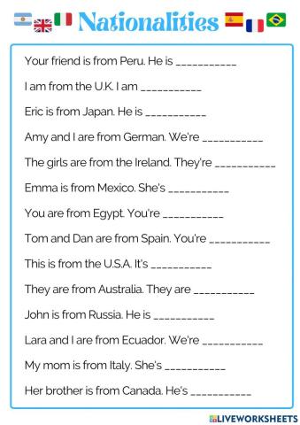 Nationalities. Where are you from?