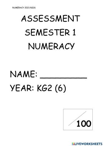 Numeracy KG26