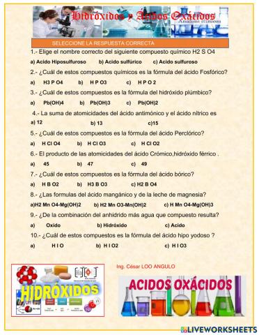 Hidróxidos y ácidos