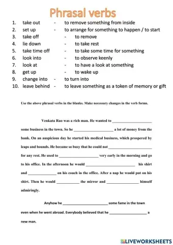 Phrasal Verbs exercise