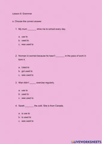 Lesson 8 - used to-get used to