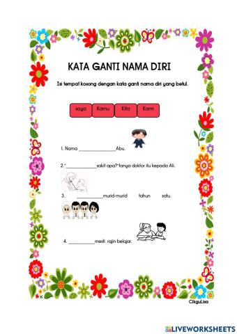 Kata Ganti Nama Diri Tahun 1