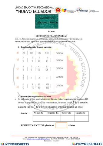 Sucesiones decrecientes con fracciones