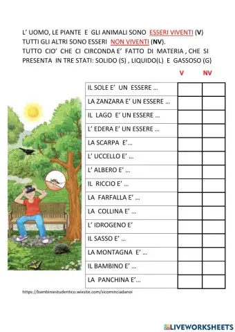 Esseri viventi e non viventi