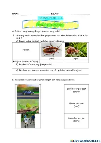 Sains tahun 6 unit 7 kelajuan