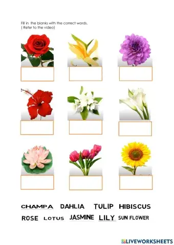 Bahasa Inggeris - tema bunga