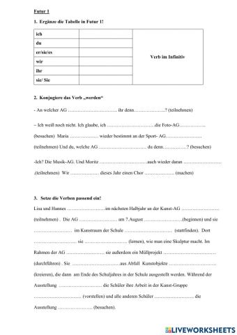 Test Futur 1- Konjunktiv 2