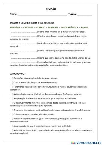 Revisão biomas e impactos