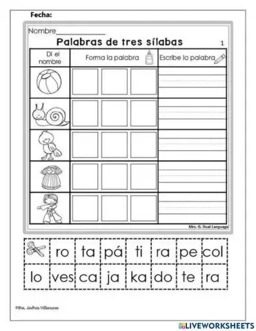 CONSTRUYO PALABRAS (NIVEL SILABICO)