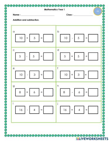 Addition and subtraction