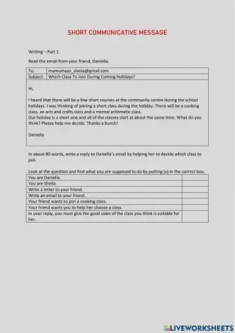 Short communicative message