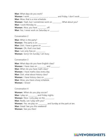 Listening Days Of the Week