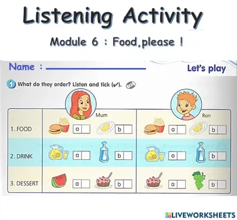 Listening : Food,please!
