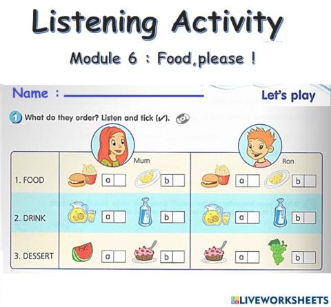 Listening : Food,please!