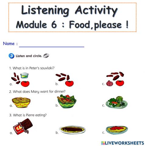 Listening : Food,please! page 59