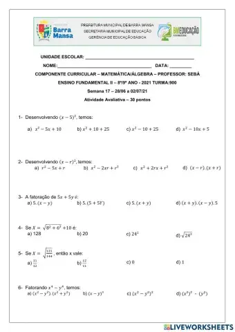 Trabalho de matemática