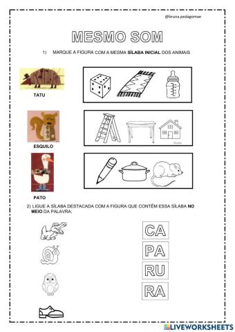 Sílabas inicias e do meio