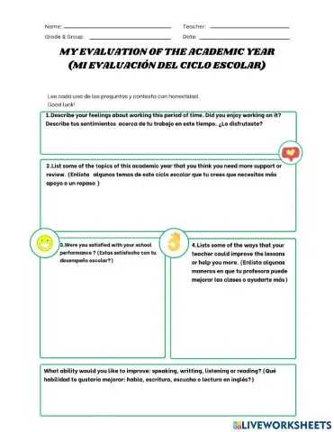 My evaluation of the academic year