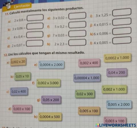Multiplicacion con Decimales