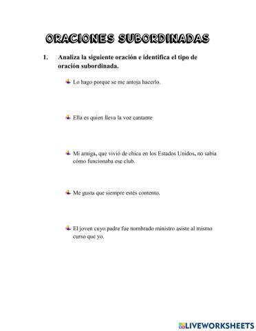 Oraciones cubordinadas