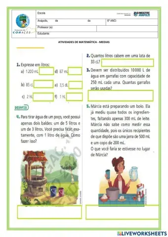 Transformação das unidades de medida de capacidade