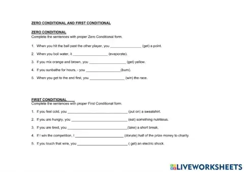 Form 3 Zero and First Conditionals