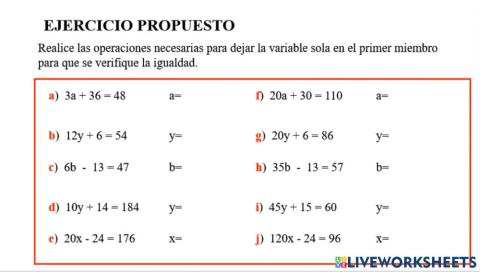 Ecuaciones lineales  2