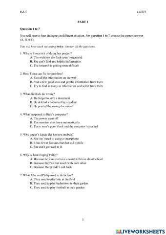 Listening Test Form 5