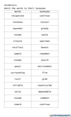 Term Test Vocabulary