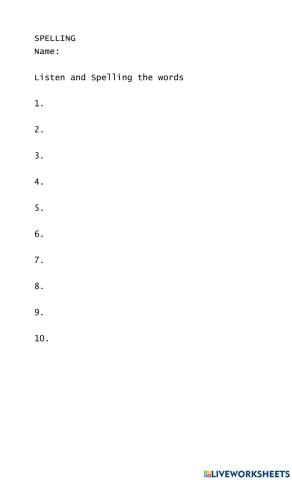 Spelling Test Friday 18th