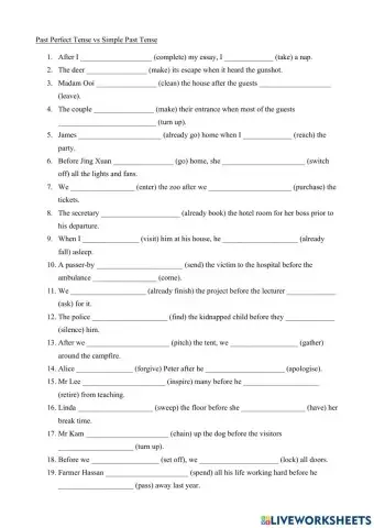 Past Perfect vs Simple Past