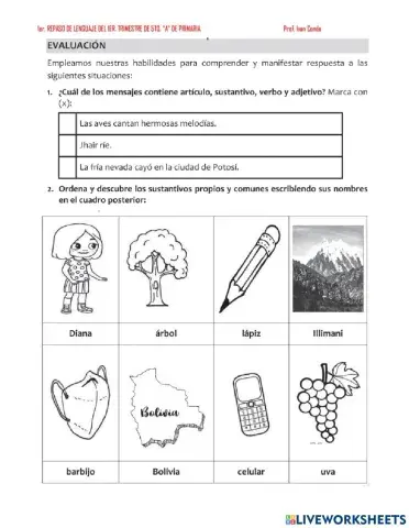 1er. repaso de lenguaje-5to. de primaria