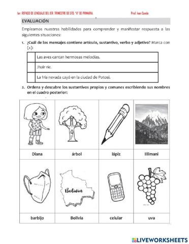1er. repaso de lenguaje-5to. de primaria