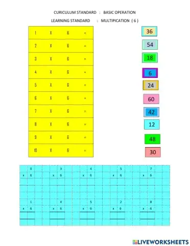 Multiplication of 6