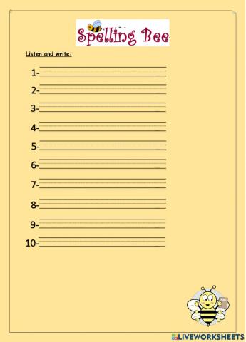 Spelling - Unit 6 - Chores