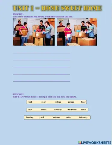 Unit 1 - Home sweet home exercises