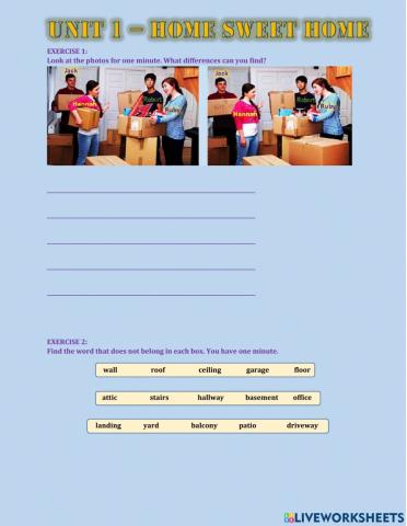 Unit 1 - Home sweet home exercises
