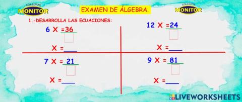 Examen de álgebra