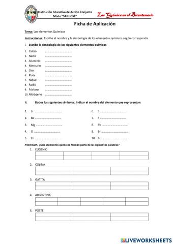 Elementos de la Tabla Periódica II